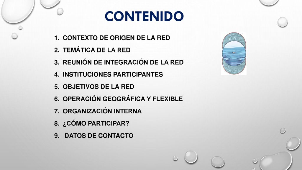 Contenido Contexto de origen de la RED Temática de la RED