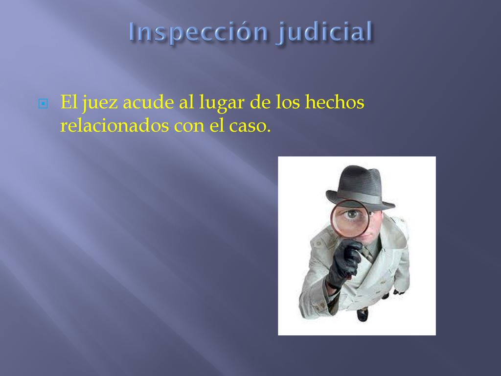 Inspección judicial El juez acude al lugar de los hechos relacionados con el caso.