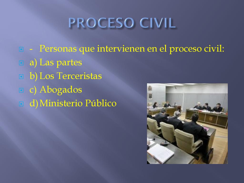 PROCESO CIVIL - Personas que intervienen en el proceso civil: