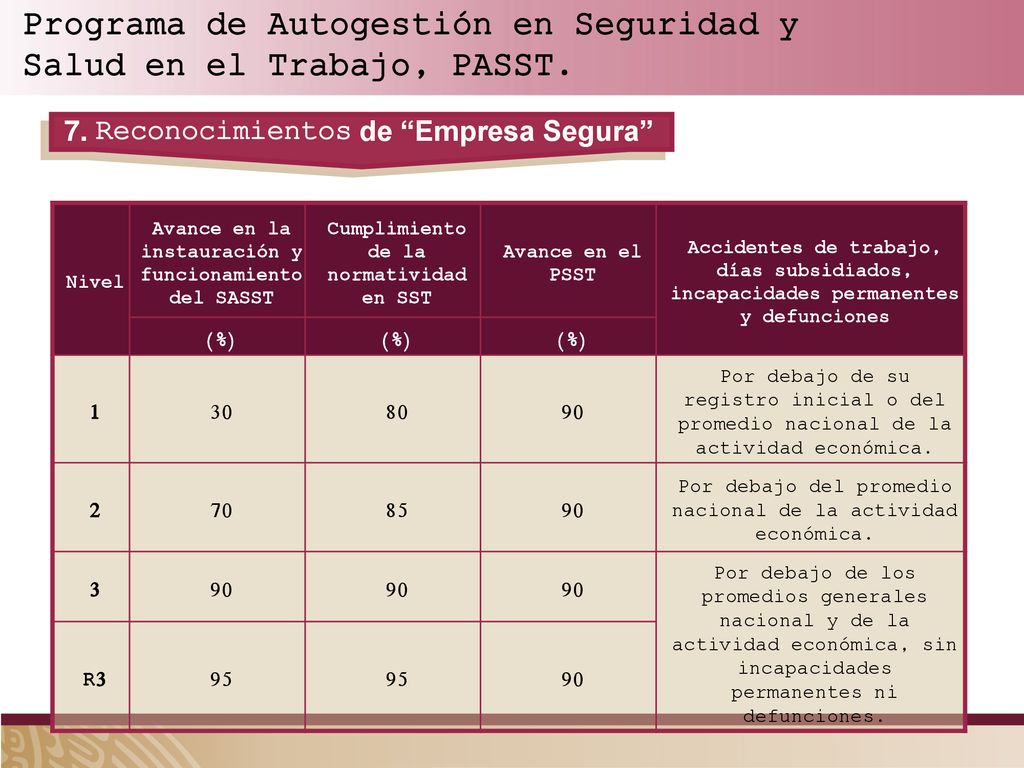 Programa de Autogestión en Seguridad y Salud en el Trabajo, PASST.