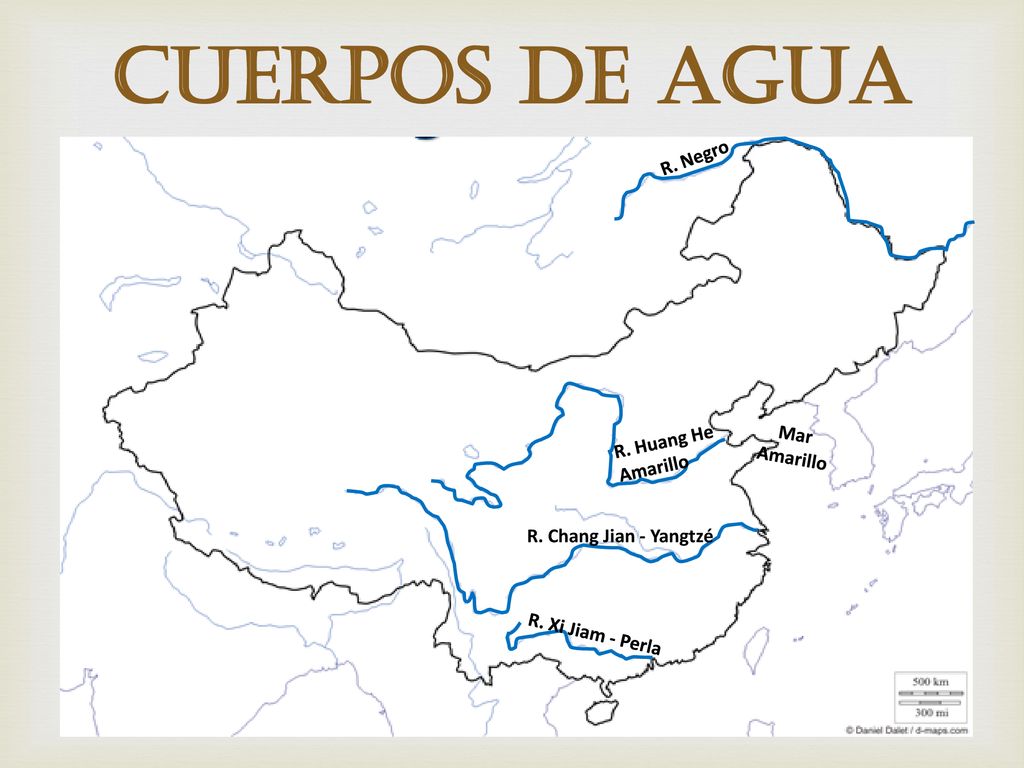 cuerpos de agua R. Negro Mar Amarillo R. Huang He Amarillo