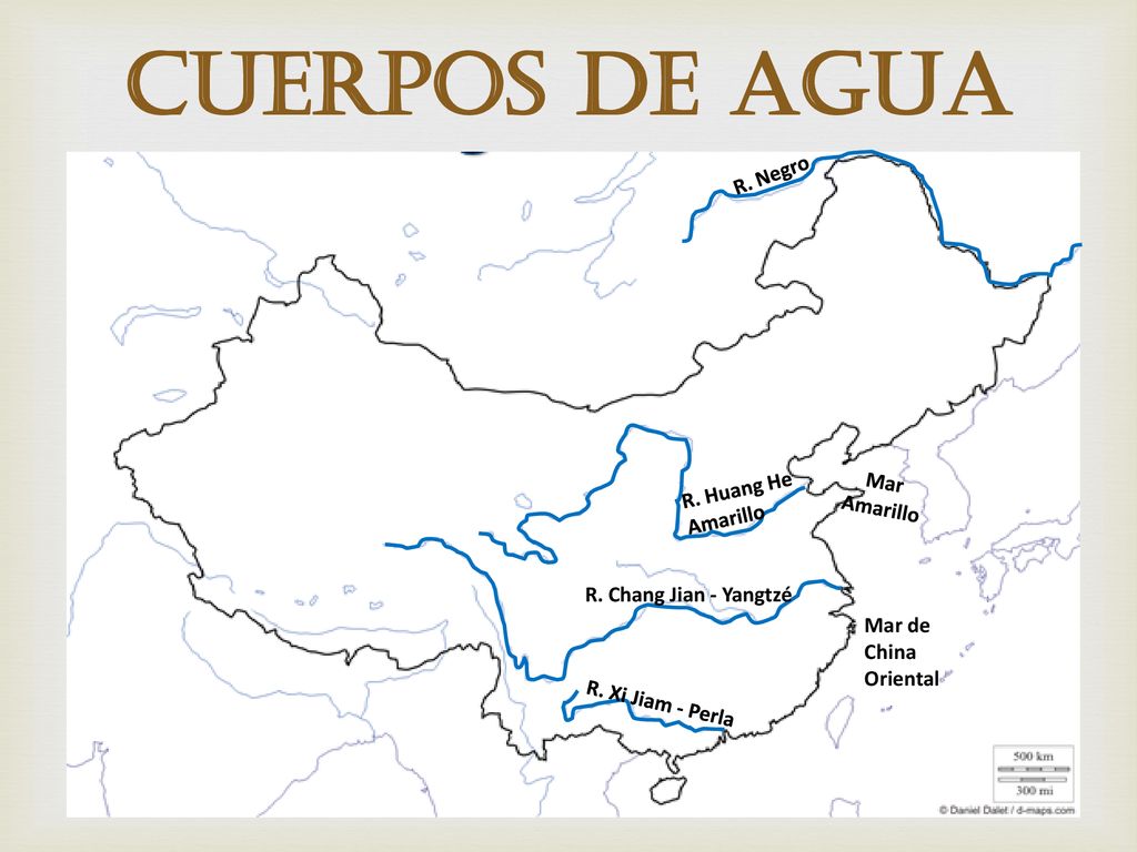 cuerpos de agua R. Negro R. Huang He Mar Amarillo Amarillo