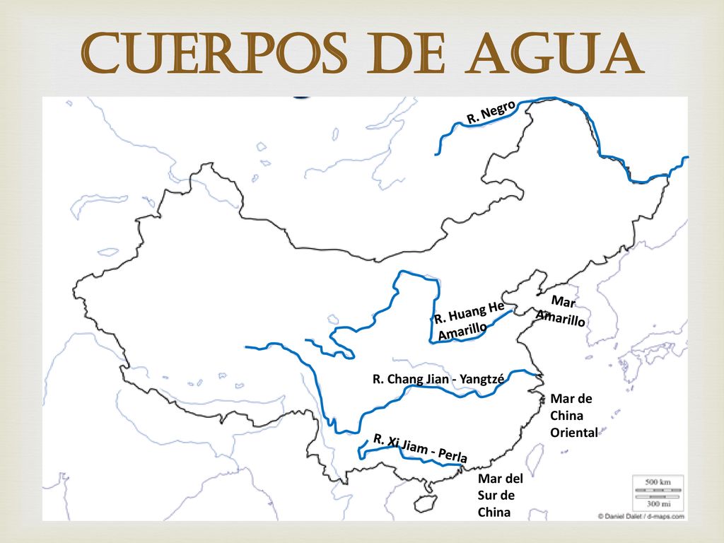 cuerpos de agua R. Negro Mar Amarillo R. Huang He Amarillo