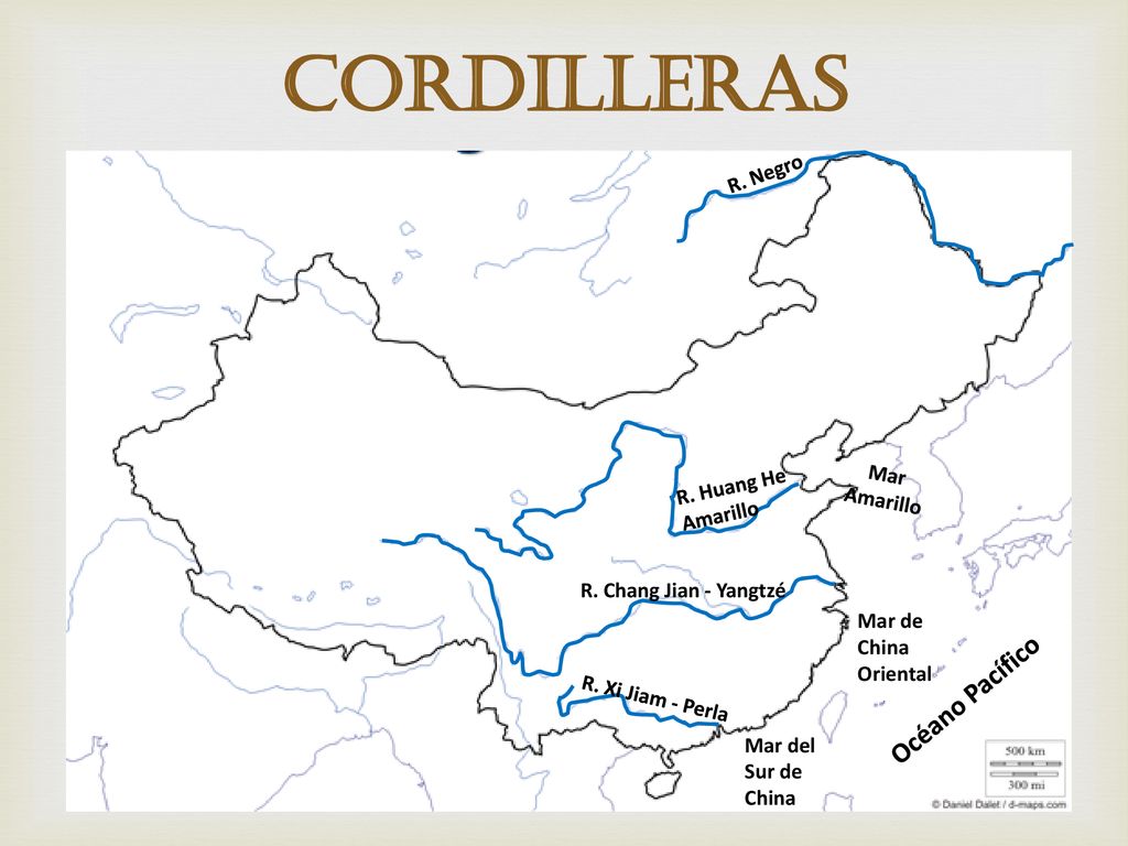 cordilleras Océano Pacífico R. Negro Mar Amarillo R. Huang He Amarillo