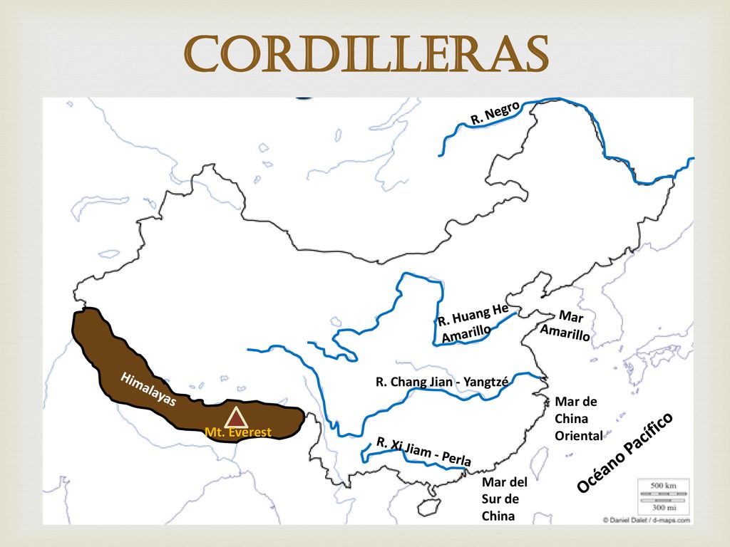 cordilleras Océano Pacífico R. Negro R. Huang He Mar Amarillo Amarillo