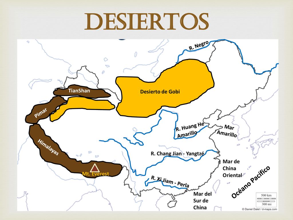 Desiertos Océano Pacífico R. Negro TianShan Desierto de Gobi Pimar