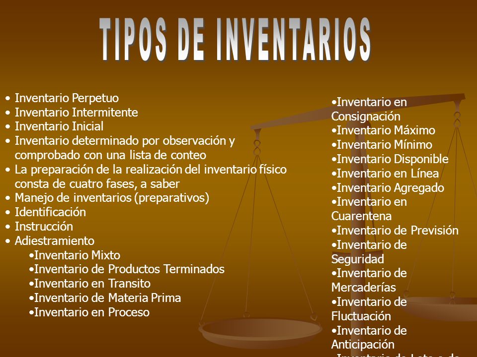 TIPOS DE INVENTARIOS Inventario Perpetuo Inventario en Consignación