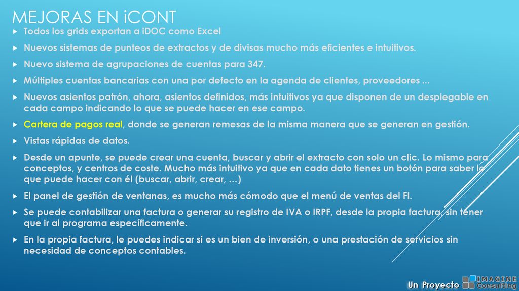 MEJORAS EN iCONT Todos los grids exportan a iDOC como Excel
