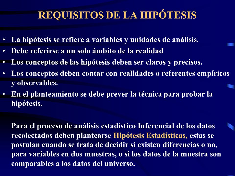 REQUISITOS DE LA HIPÓTESIS