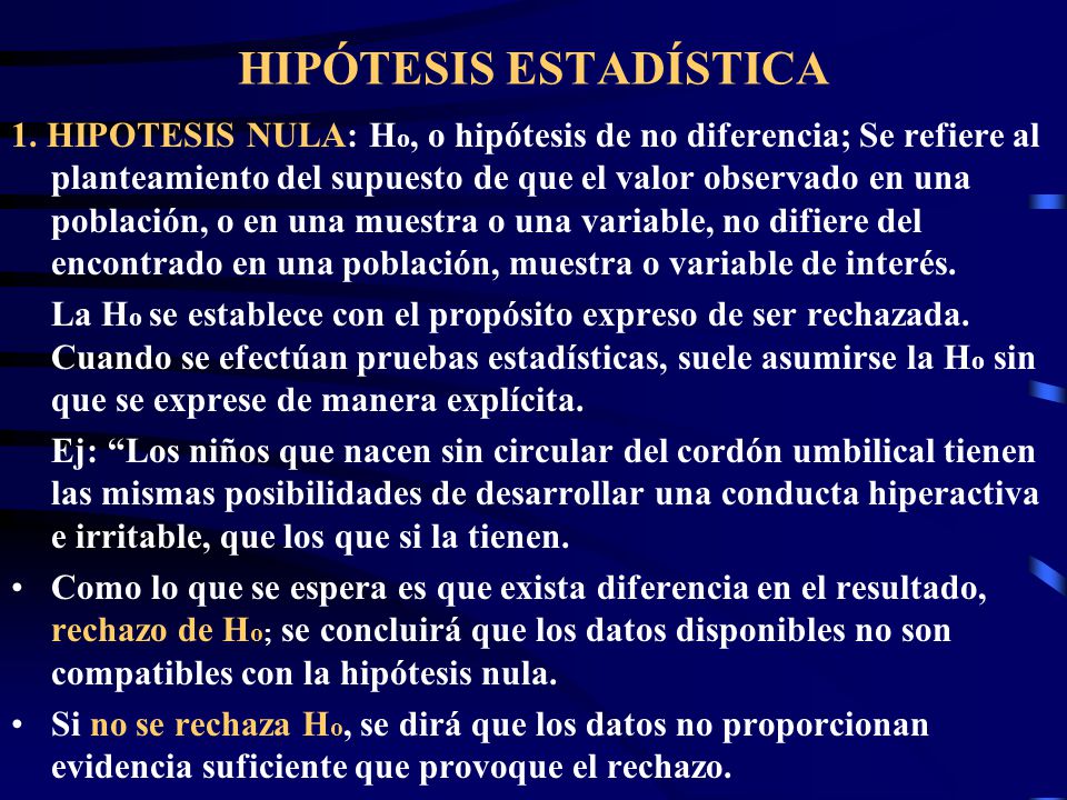 HIPÓTESIS ESTADÍSTICA