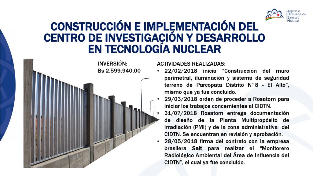CONSTRUCCIÓN E IMPLEMENTACIÓN DEL CENTRO DE INVESTIGACIÓN Y DESARROLLO EN TECNOLOGÍA NUCLEAR