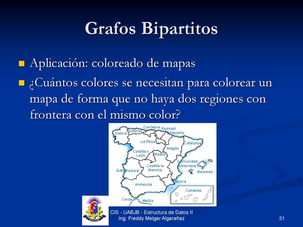 Grafos Bipartitos Aplicación: coloreado de mapas