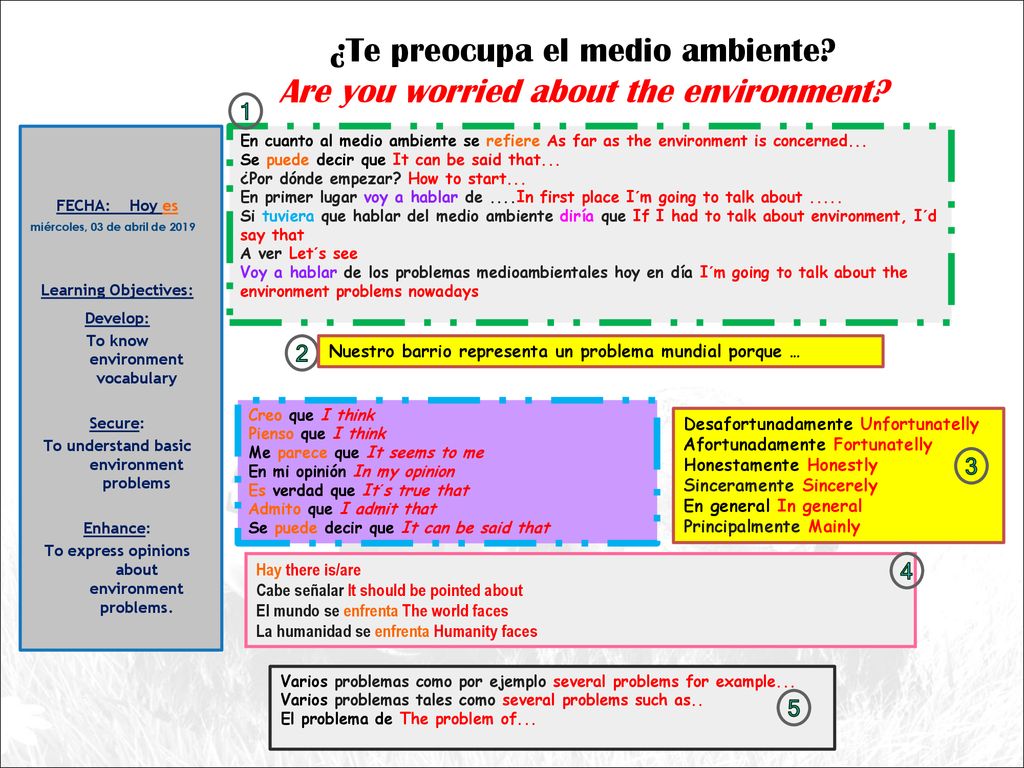 ¿Te preocupa el medio ambiente Are you worried about the environment