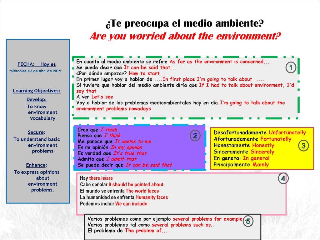 ¿Te preocupa el medio ambiente Are you worried about the environment