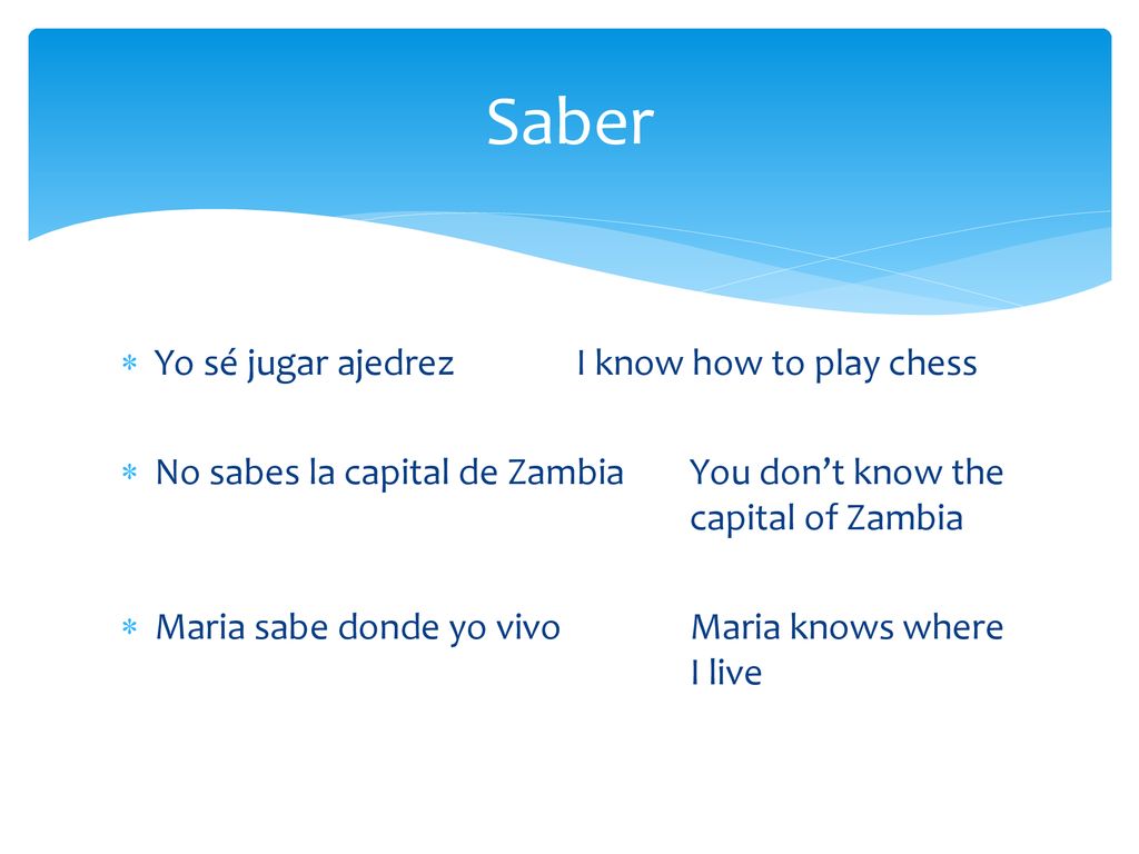 Saber Yo sé jugar ajedrez I know how to play chess