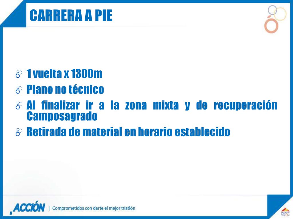 Carrera a pie 1 vuelta x 1300m Plano no técnico