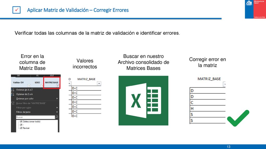 Aplicar Matriz de Validación – Corregir Errores