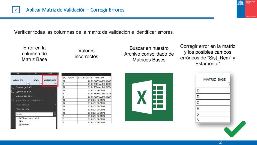 Aplicar Matriz de Validación – Corregir Errores
