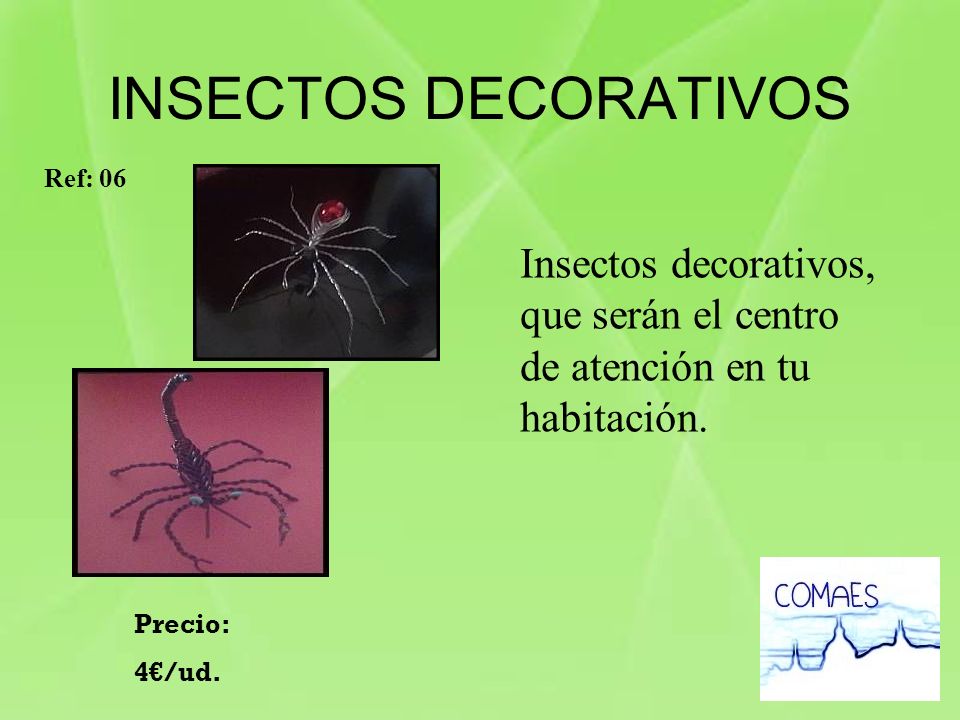 INSECTOS DECORATIVOS Ref: 06. Insectos decorativos, que serán el centro de atención en tu habitación.
