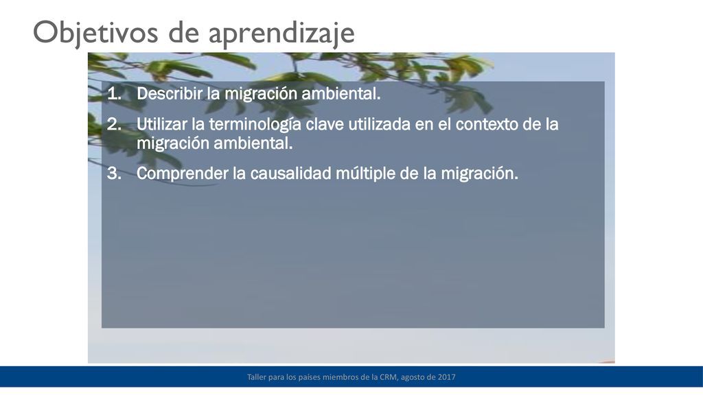 Taller para los países miembros de la CRM, agosto de 2017