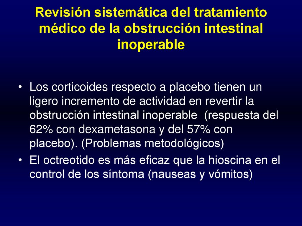 Revisión sistemática del tratamiento médico de la obstrucción intestinal inoperable