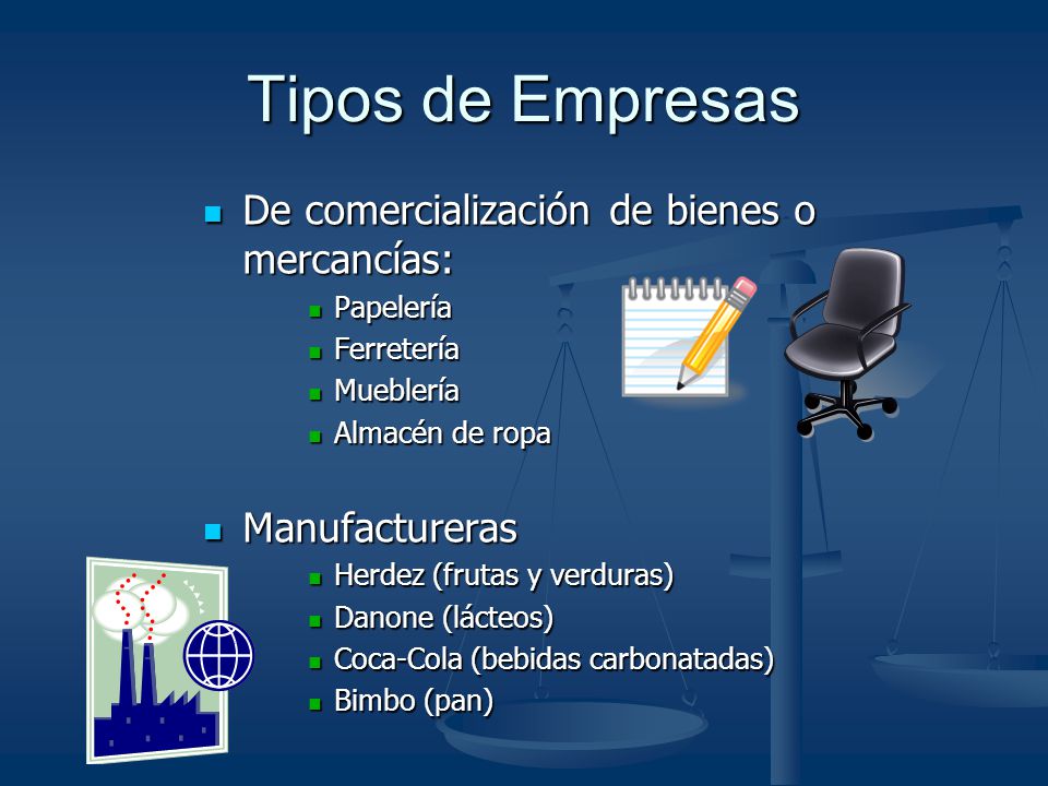Tipos de Empresas De comercialización de bienes o mercancías: