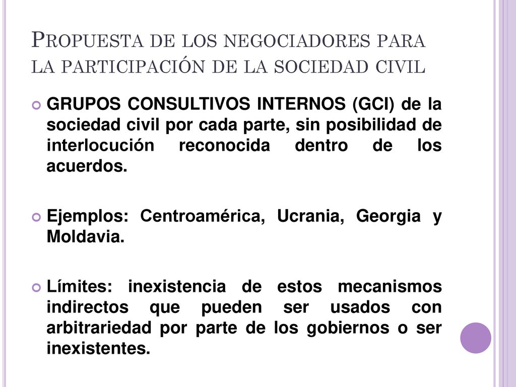 Propuesta de los negociadores para la participación de la sociedad civil