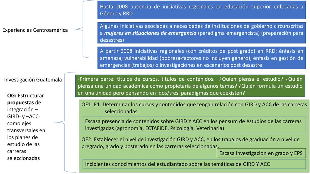 Hasta 2008 ausencia de iniciativas regionales en educación superior enfocadas a Género y RRD