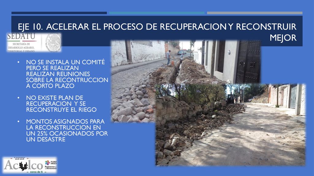 EJE 10. ACELERAR EL PROCESO DE RECUPERACION Y RECONSTRUIR MEJOR
