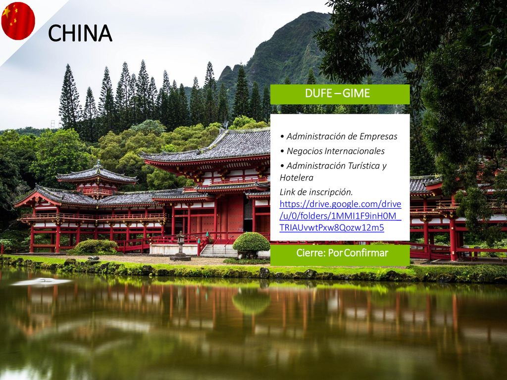 CHINA DUFE – GIME Cierre: Por Confirmar • Administración de Empresas
