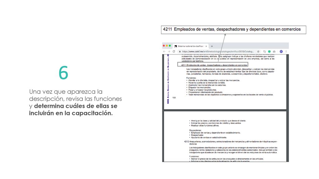 6 Una vez que aparezca la descripción, revisa las funciones y determina cuáles de ellas se incluirán en la capacitación.
