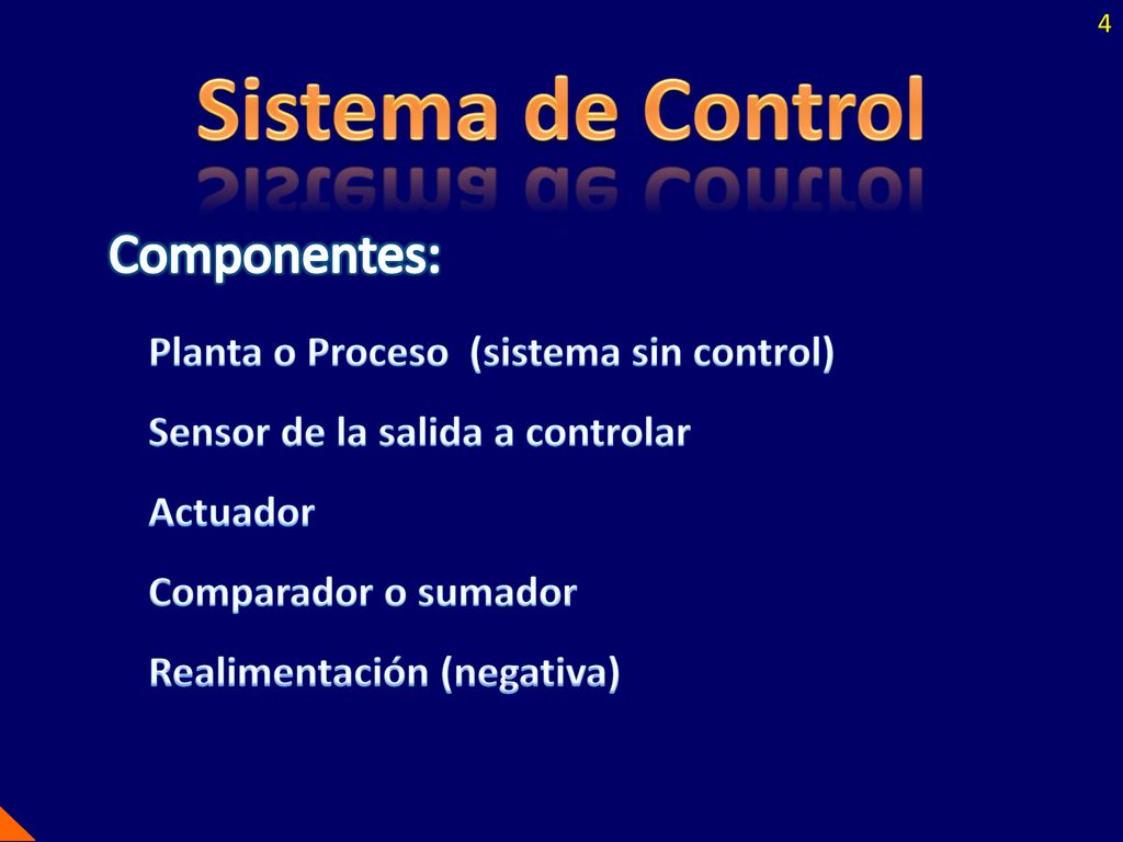 Sistema de Control Componentes: Planta o Proceso (sistema sin control)