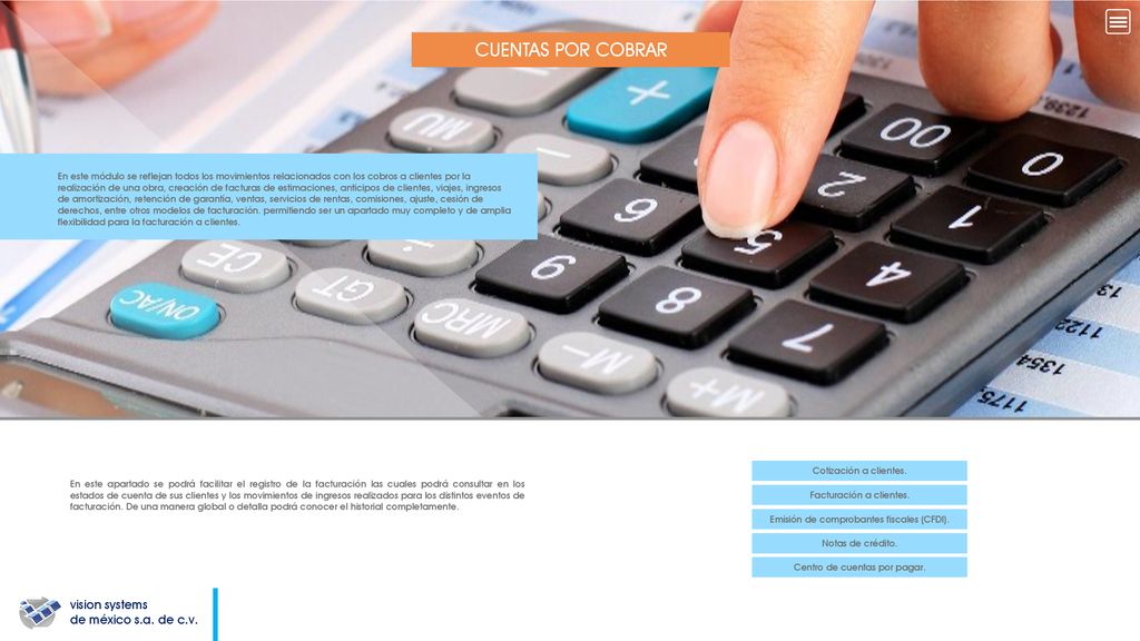 CUENTAS POR COBRAR vision systems de méxico s.a. de c.v.