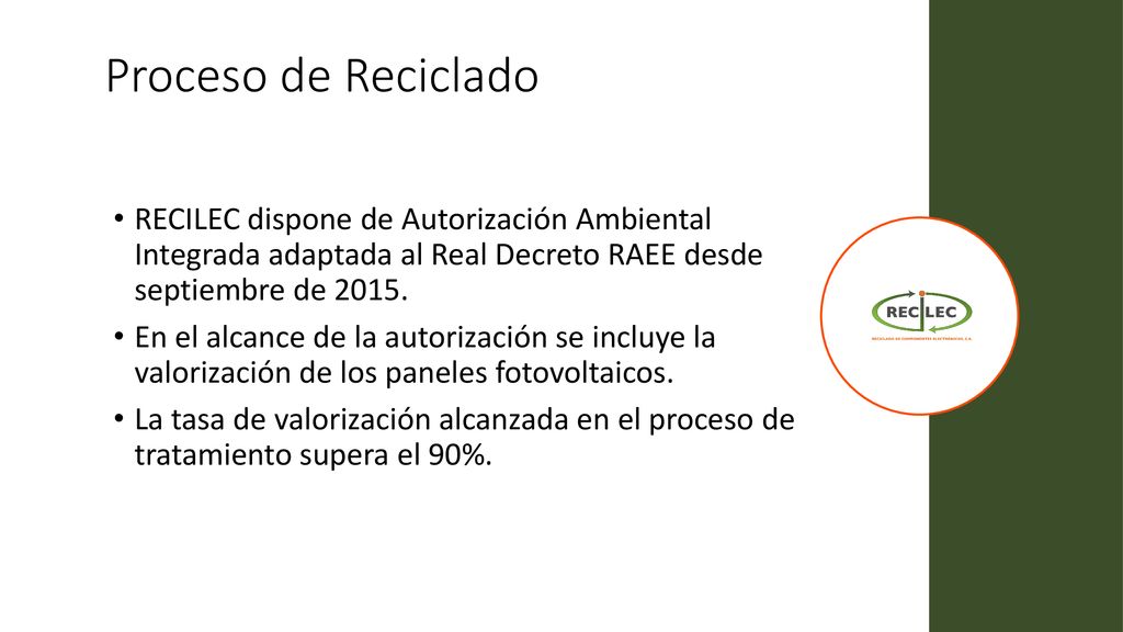 Proceso de Reciclado RECILEC dispone de Autorización Ambiental Integrada adaptada al Real Decreto RAEE desde septiembre de
