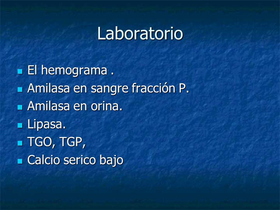 Laboratorio El hemograma . Amilasa en sangre fracción P.