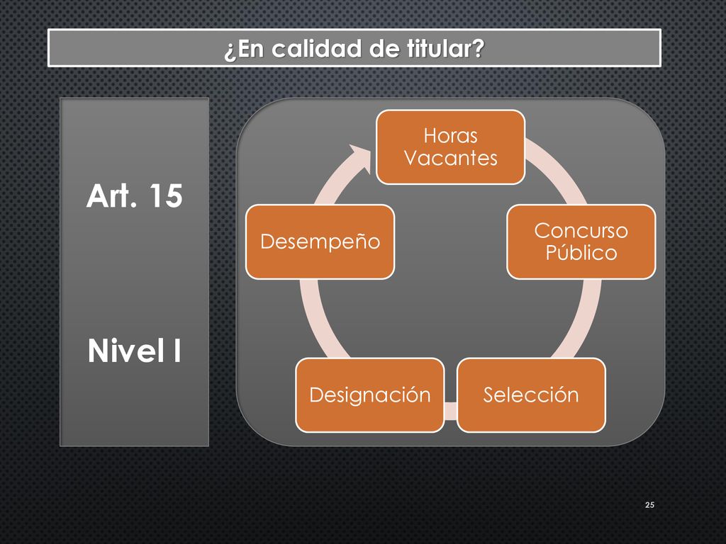 Art. 15 Nivel I ¿En calidad de titular Horas Vacantes