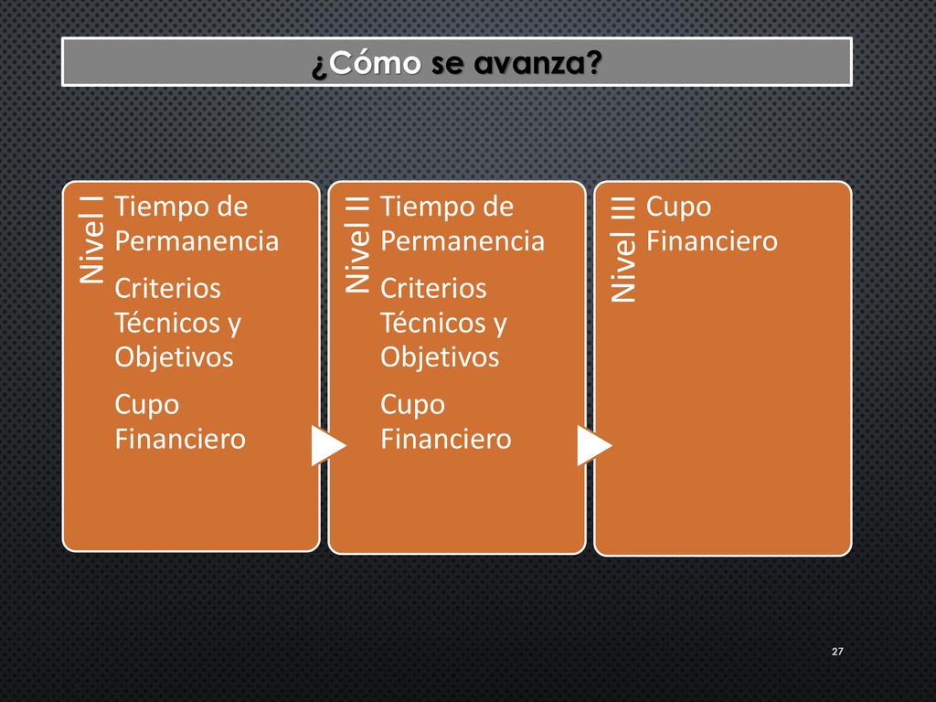 Nivel I Nivel II Nivel III ¿Cómo se avanza Tiempo de Permanencia