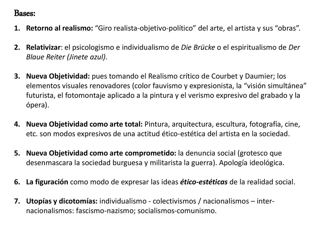 Bases: Retorno al realismo: Giro realista-objetivo-político del arte, el artista y sus obras .