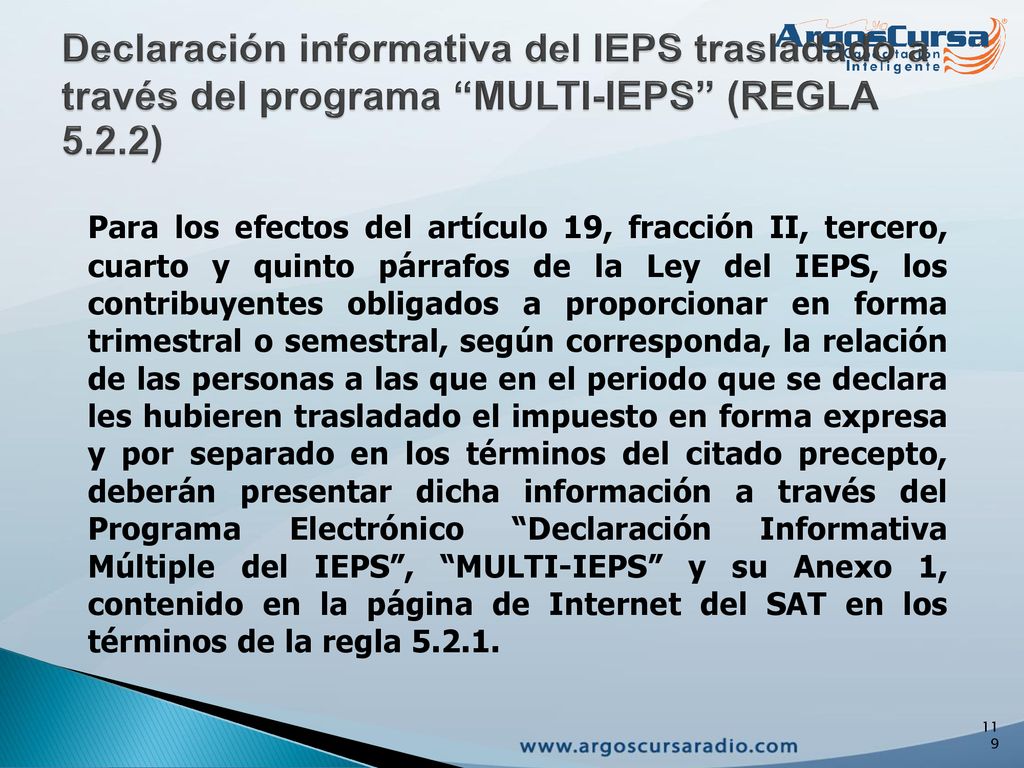 Declaración informativa del IEPS trasladado a través del programa MULTI-IEPS (REGLA 5.2.2)