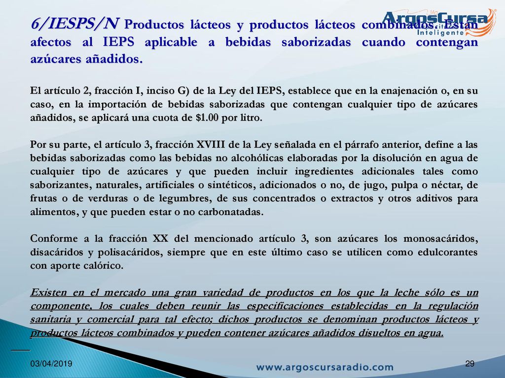 6/IESPS/N Productos lácteos y productos lácteos combinados