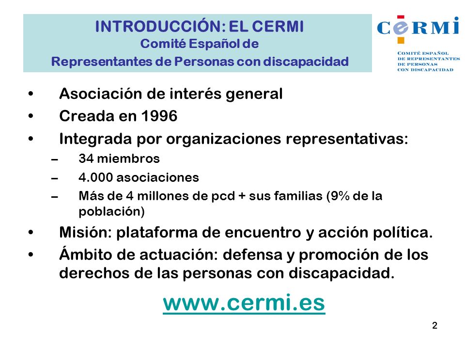 INTRODUCCIÓN: EL CERMI Comité Español de Representantes de Personas con discapacidad