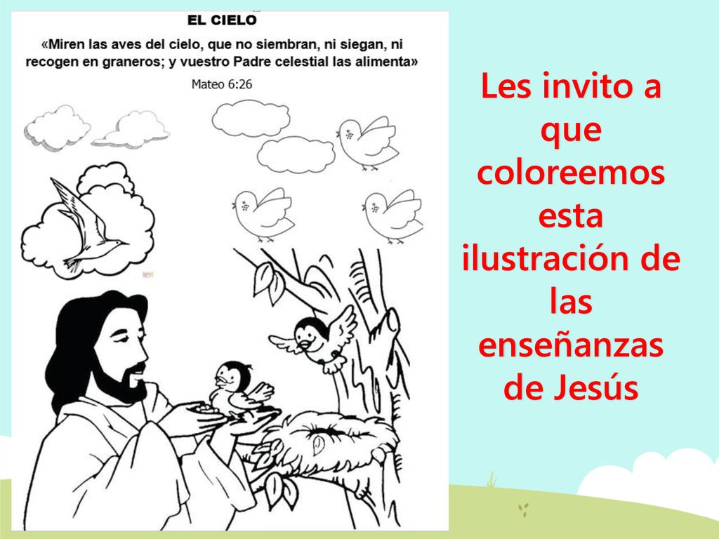 Les invito a que coloreemos esta ilustración de las enseñanzas de Jesús