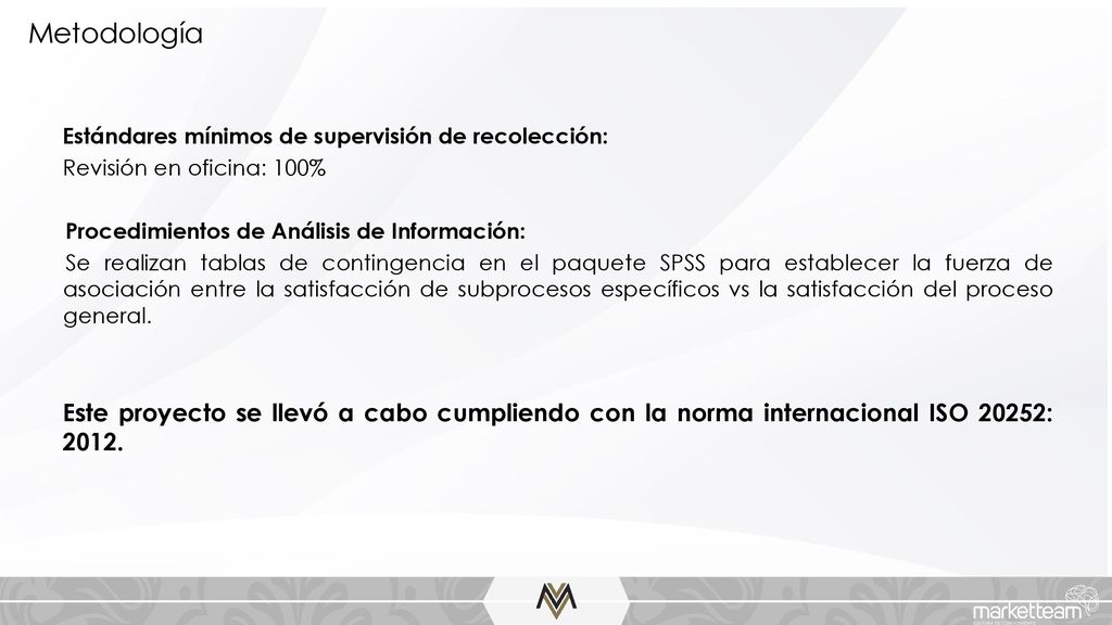 Metodología Estándares mínimos de supervisión de recolección: Revisión en oficina: 100% Procedimientos de Análisis de Información: