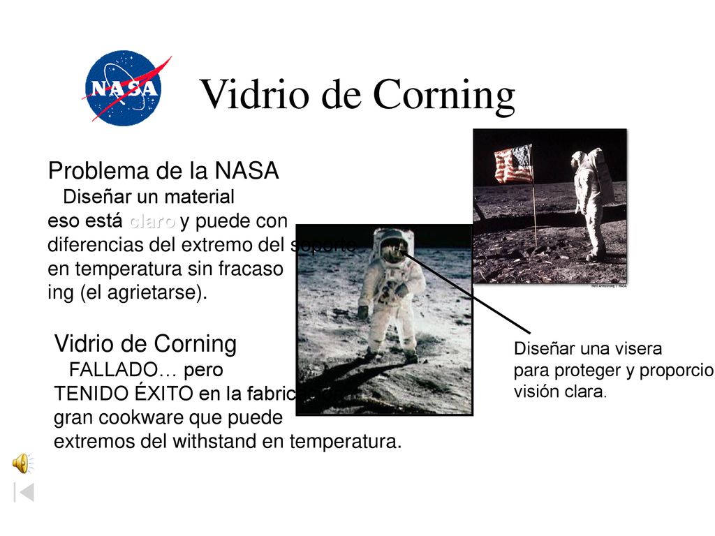 Vidrio de Corning Problema de la NASA Vidrio de Corning
