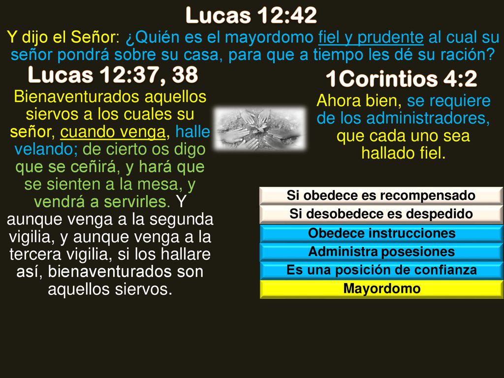 Lucas 12:42 Lucas 12:37, 38 1Corintios 4:2