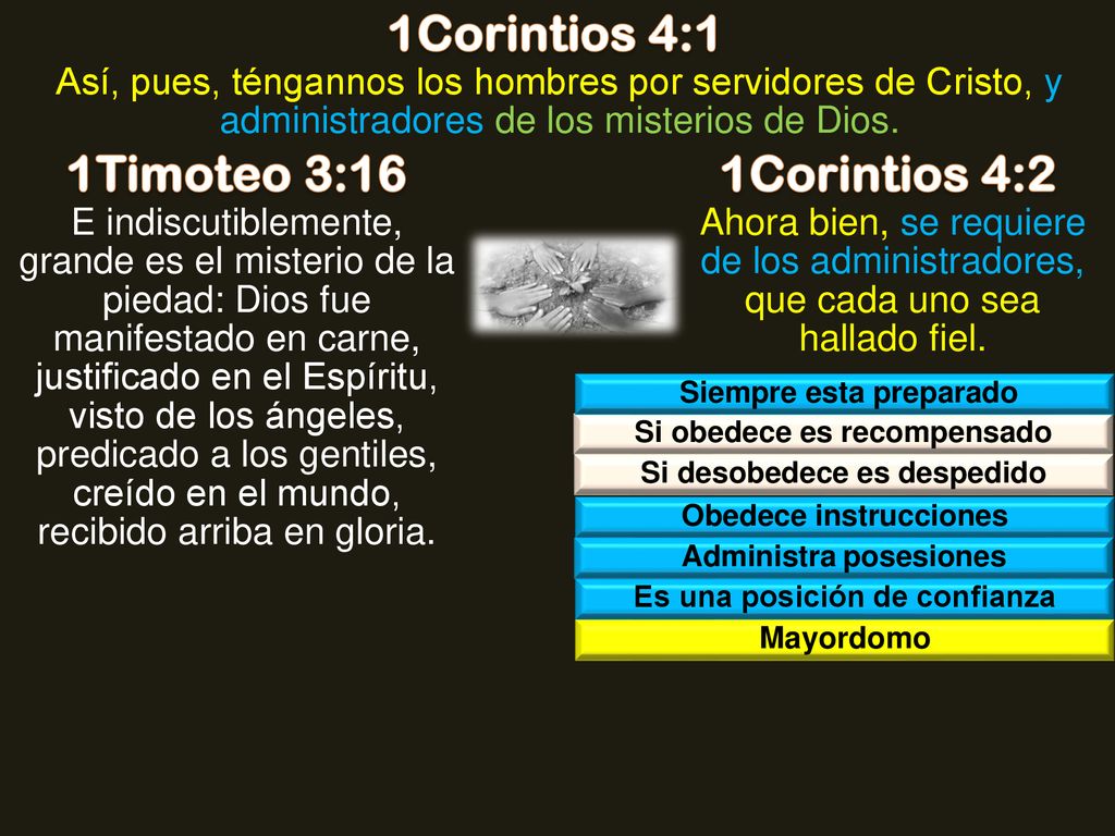 1Corintios 4:1 1Timoteo 3:16 1Corintios 4:2