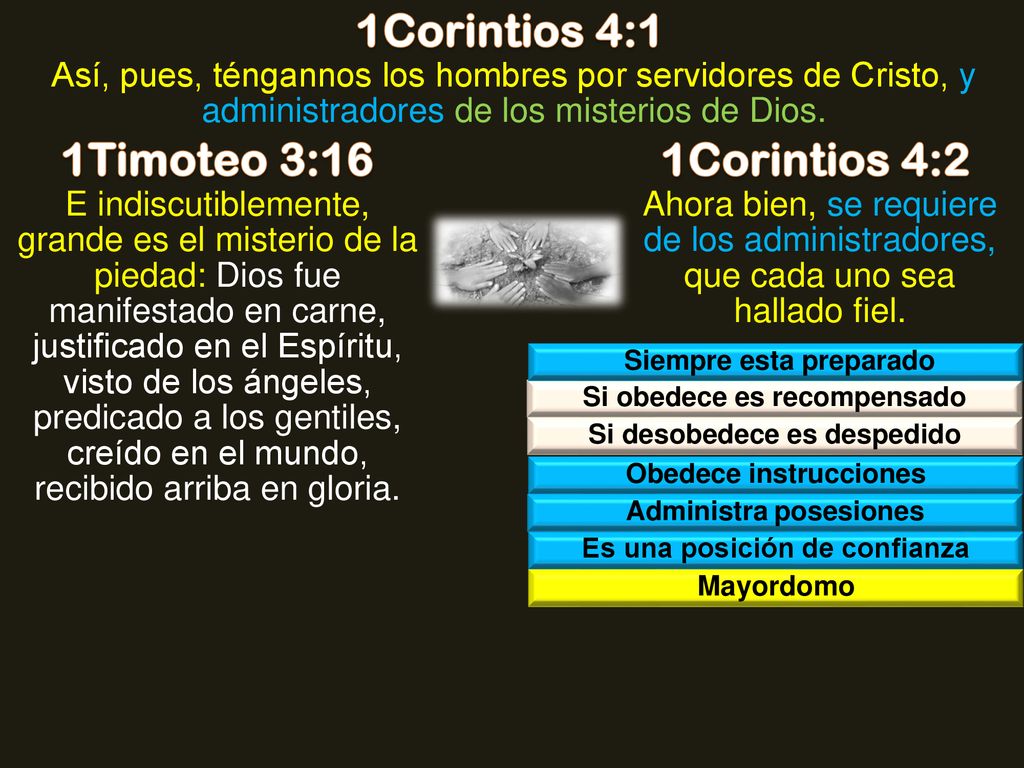 1Corintios 4:1 1Timoteo 3:16 1Corintios 4:2