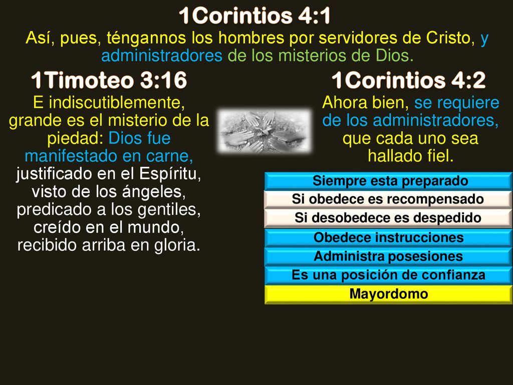 1Corintios 4:1 1Timoteo 3:16 1Corintios 4:2