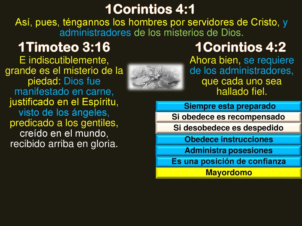 1Corintios 4:1 1Timoteo 3:16 1Corintios 4:2