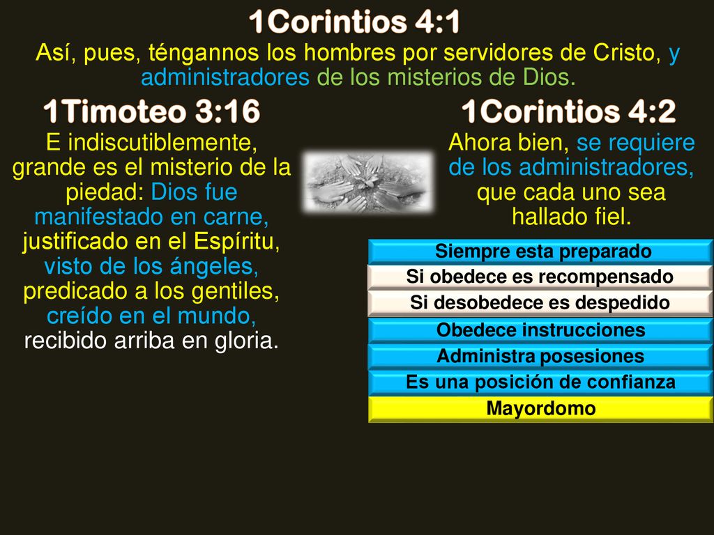 1Corintios 4:1 1Timoteo 3:16 1Corintios 4:2